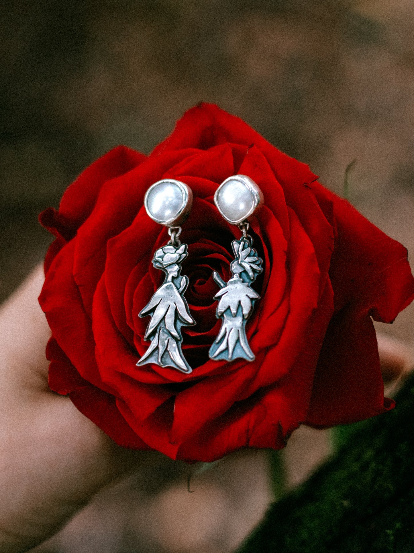 petal fae and pearl earrings