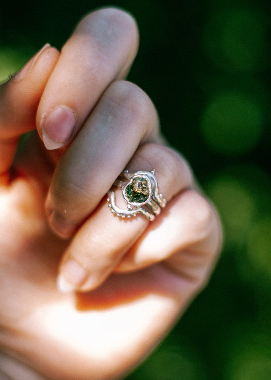 triple stack parti sapphire ring