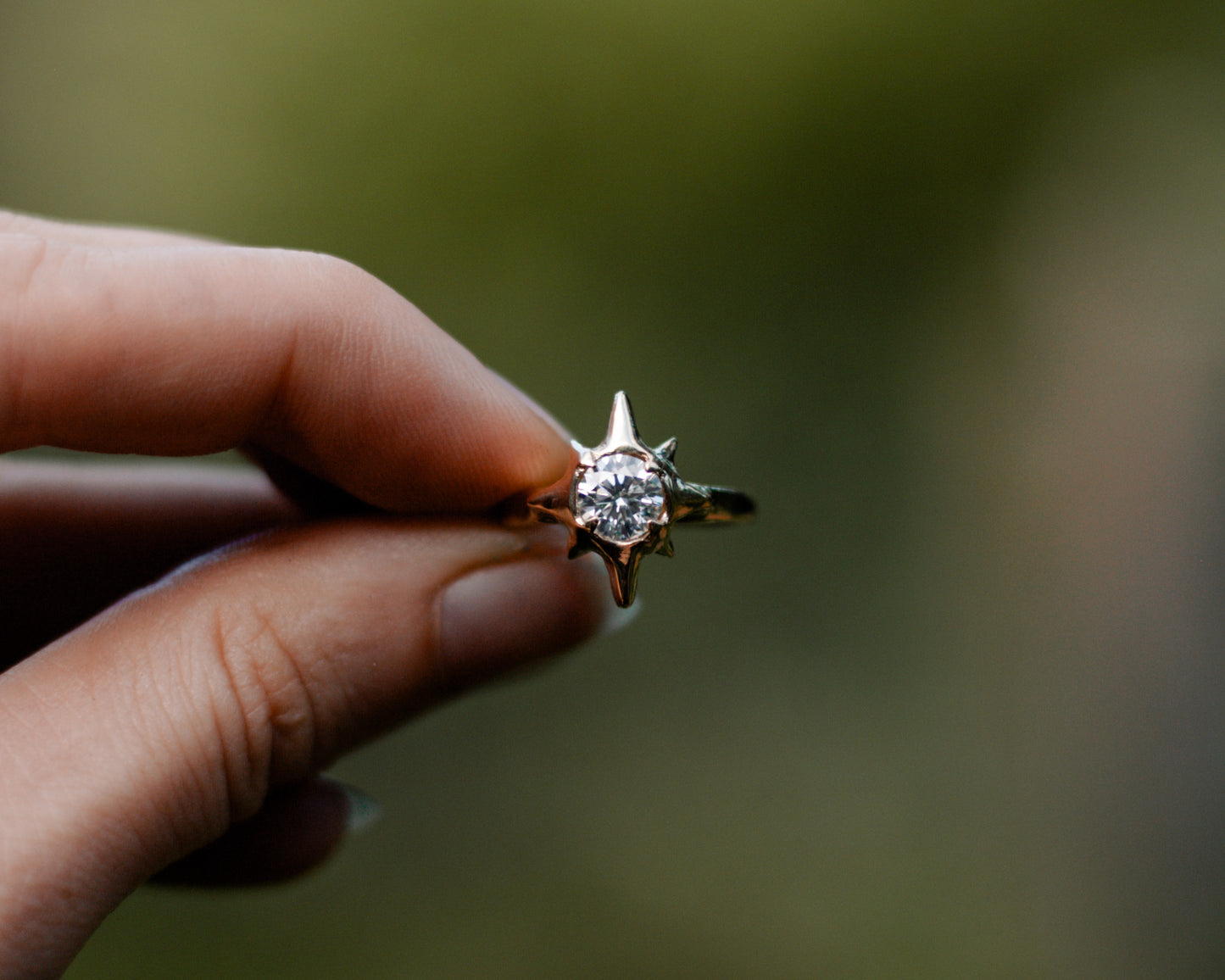 bright morning star ring in 9ct gold