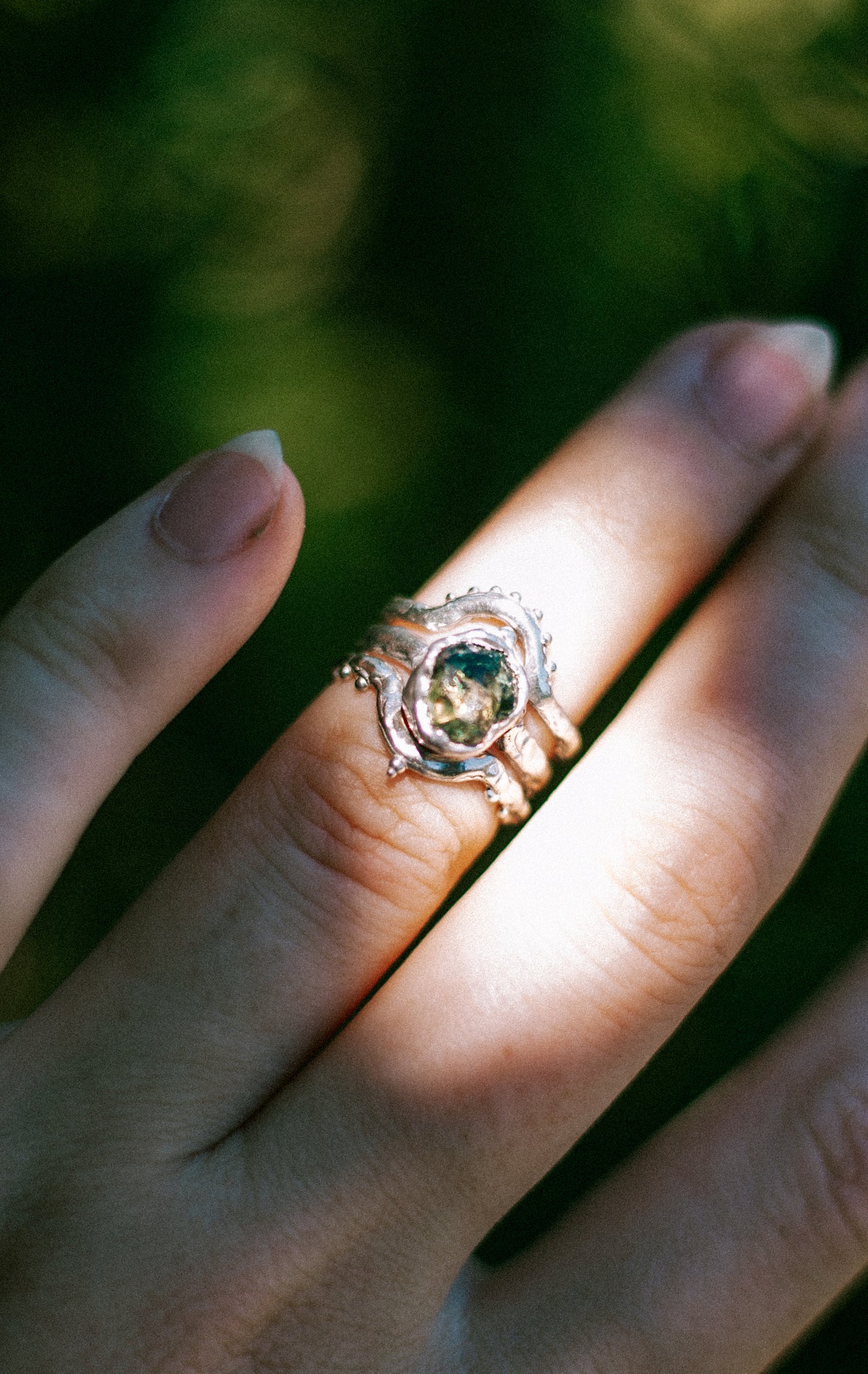 triple stack parti sapphire ring