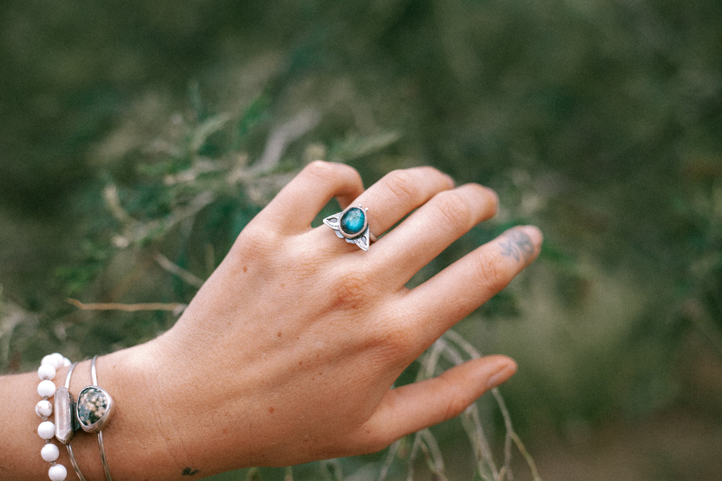 labradorite moth ring