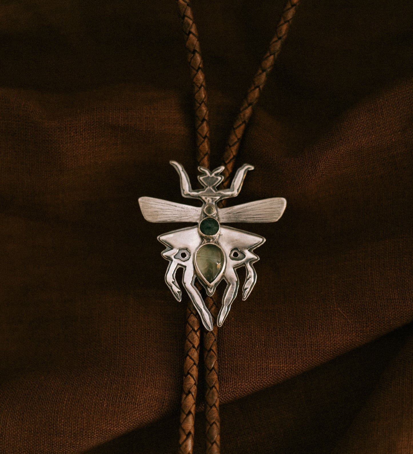 bolo ties - pray mantis and scarab beetle