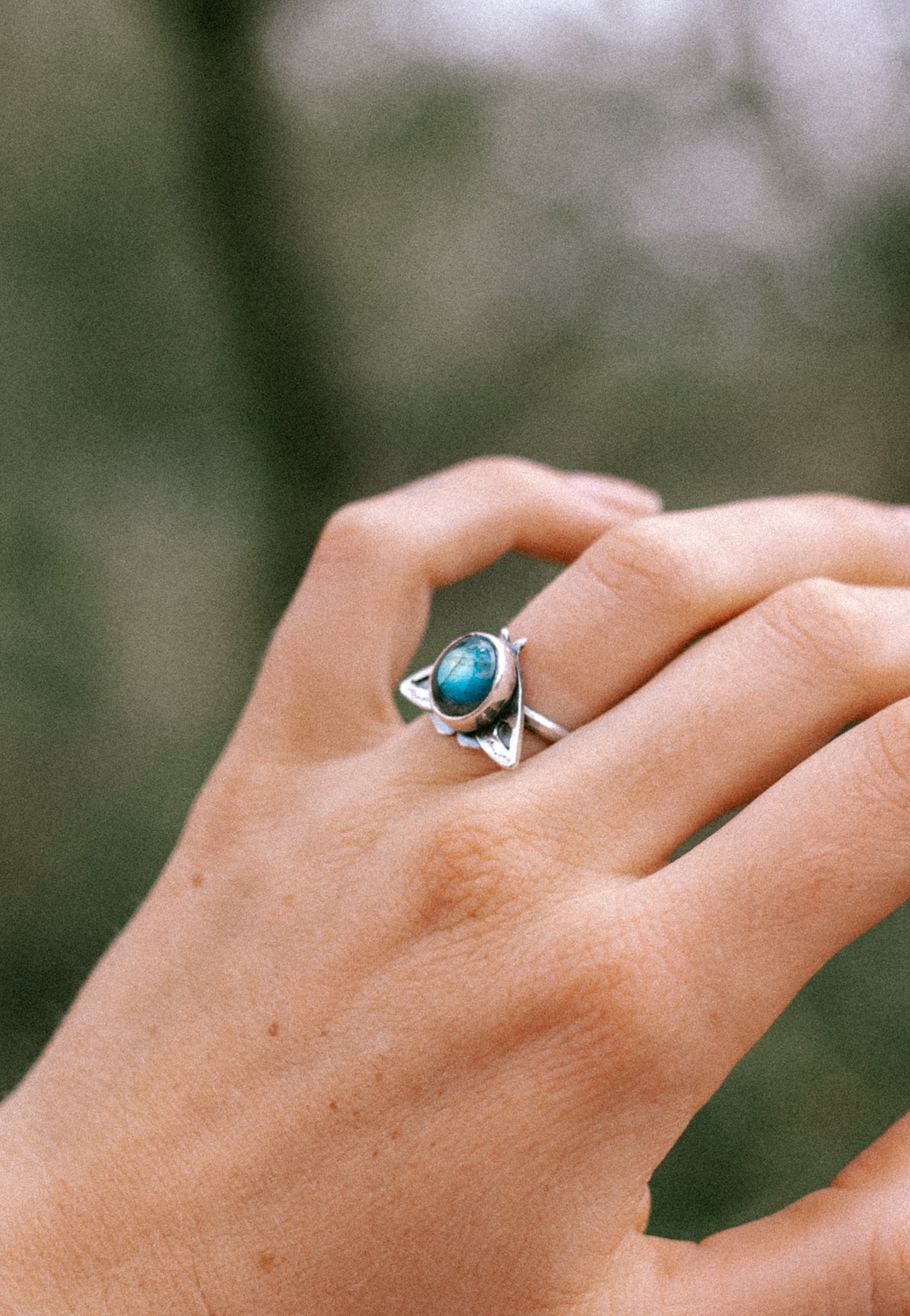 labradorite moth ring