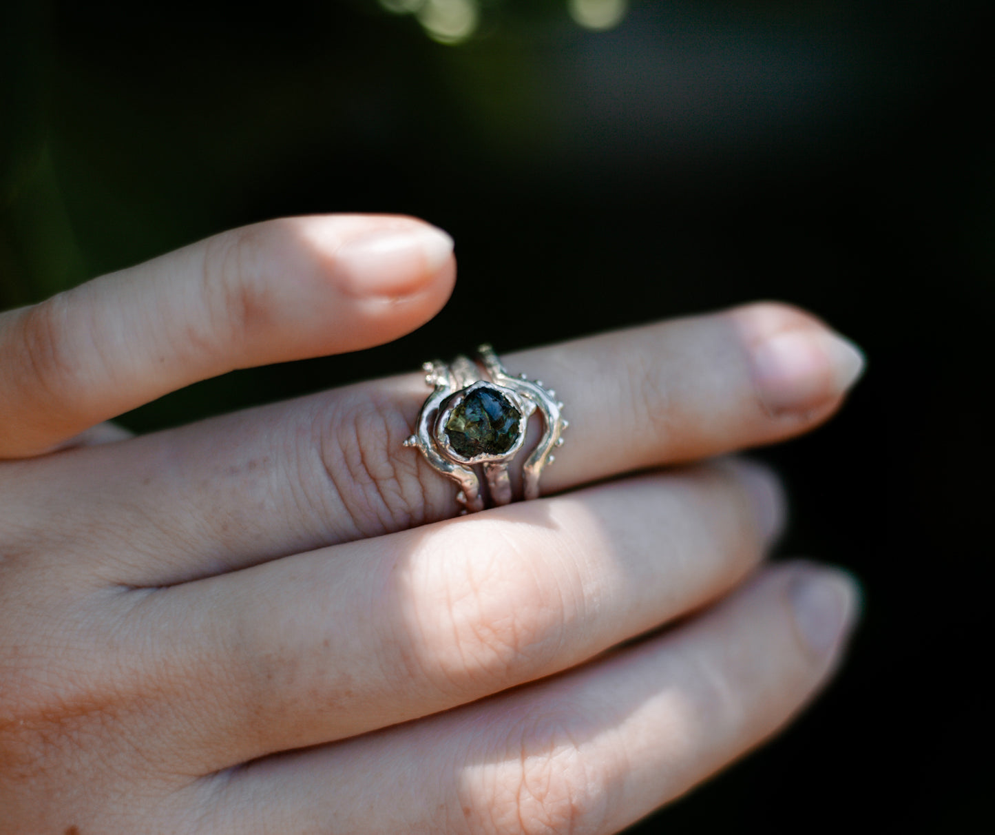 triple stack parti sapphire ring