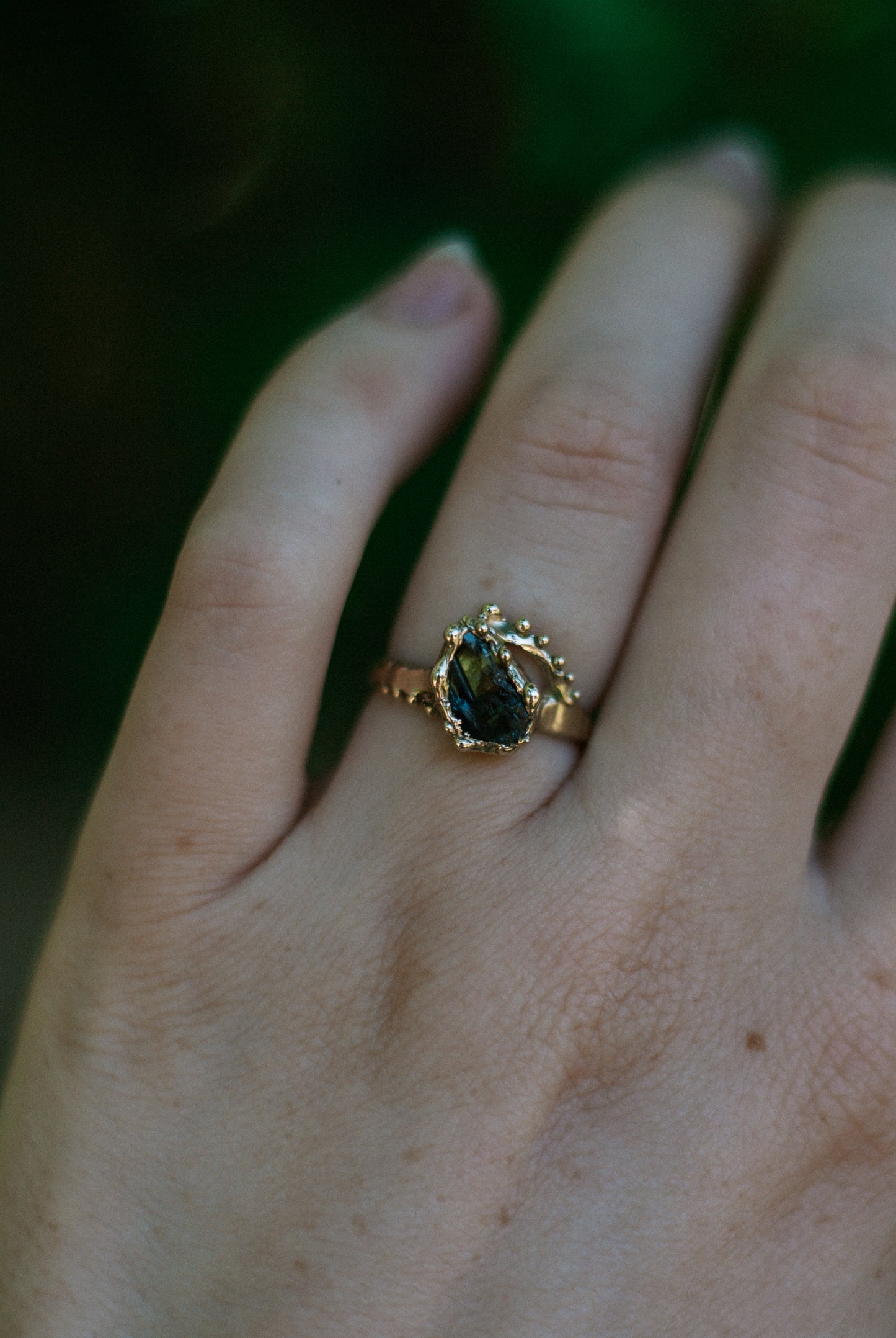 gold parti sapphire ring