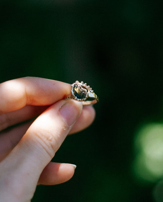 gold parti sapphire ring