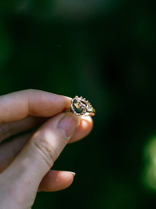 gold parti sapphire ring