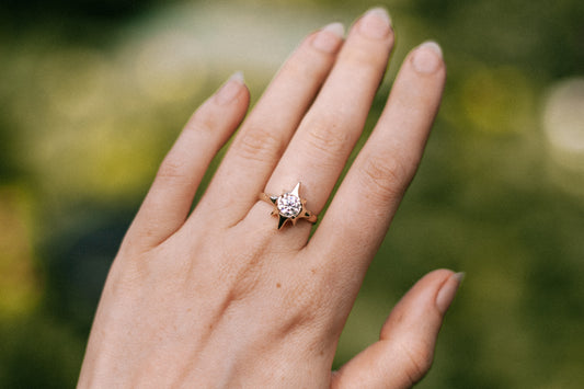 bright morning star ring in 9ct gold
