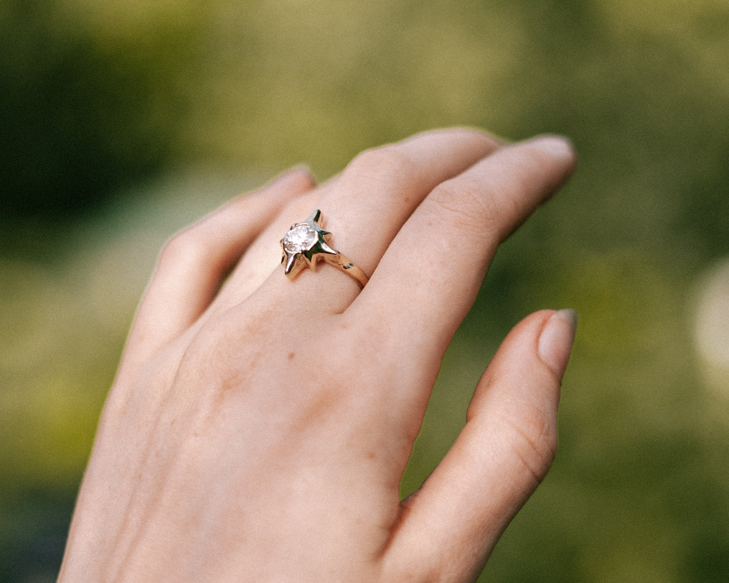 bright morning star ring in 9ct gold