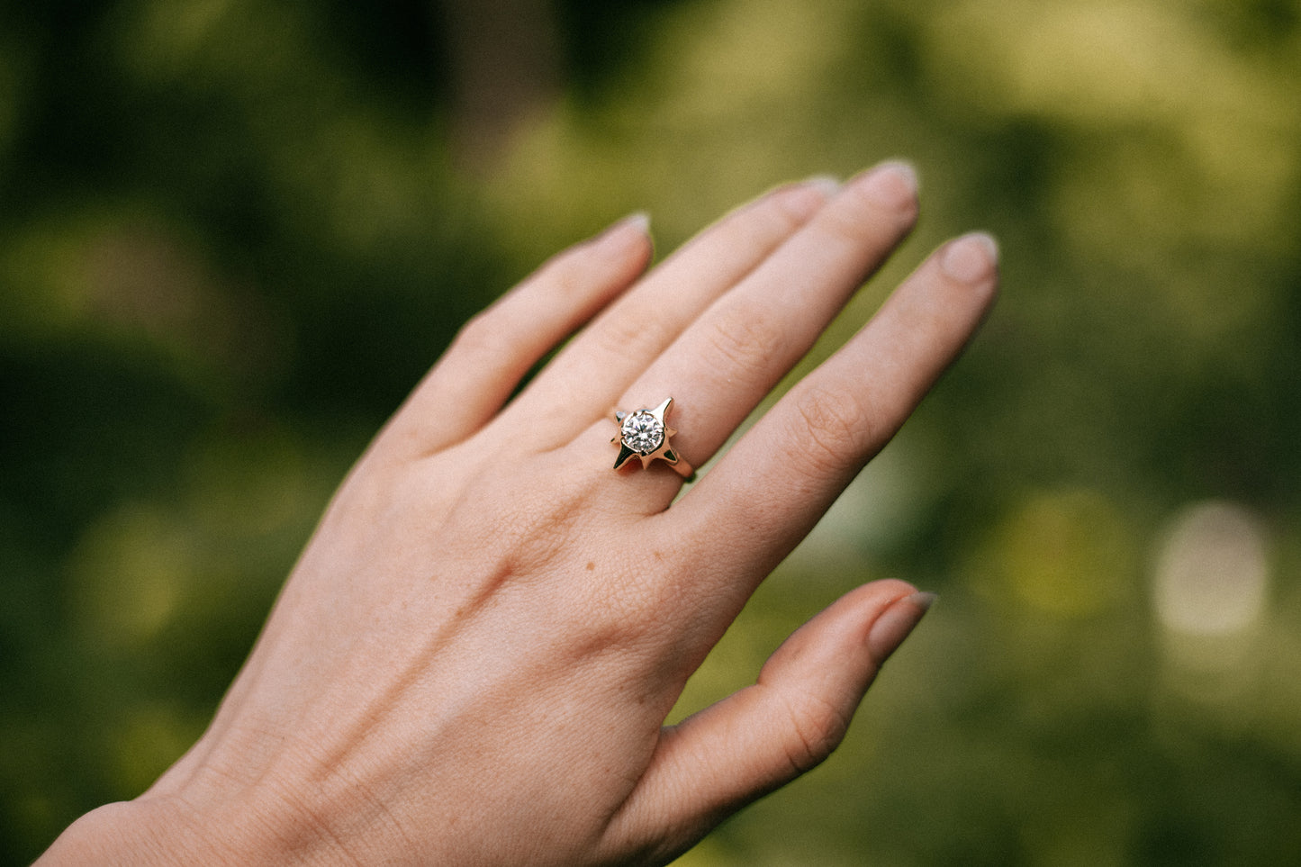 bright morning star ring in 9ct gold