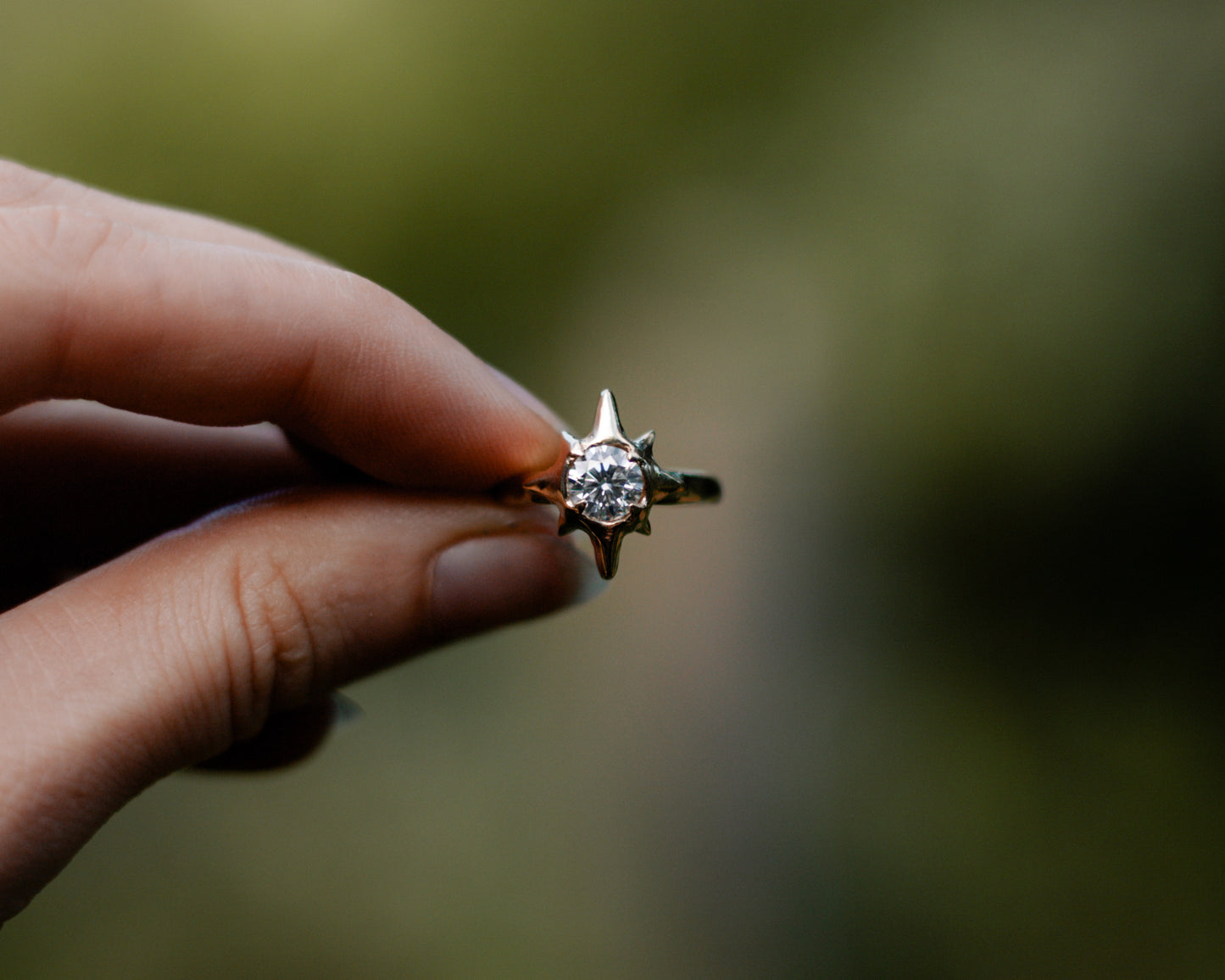bright morning star ring in 9ct gold