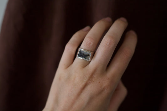dendritic agate portrait ring