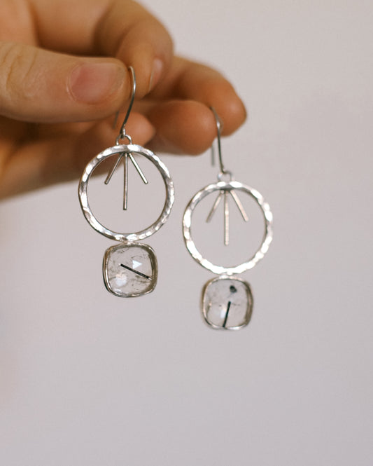 tourmilated quarts earrings