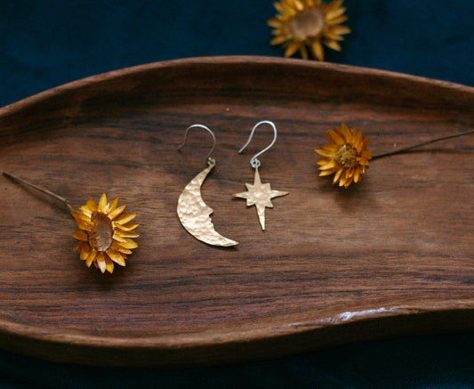 crescent moon-star earrings